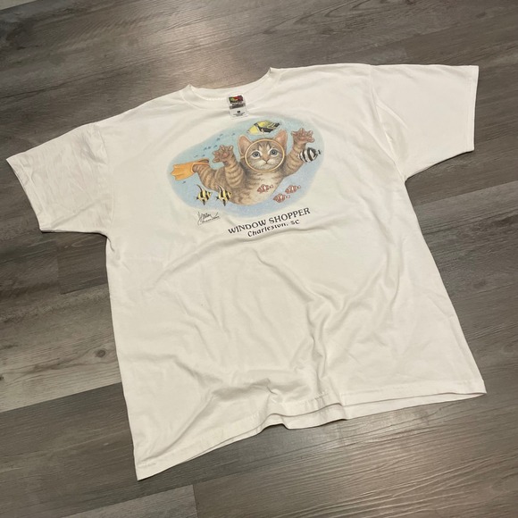 Fruit of the Loom Other - Vintage 1998 Bob Harrison Window Shopper Cat T-Shirt XL Charleston SC Scuba Tee